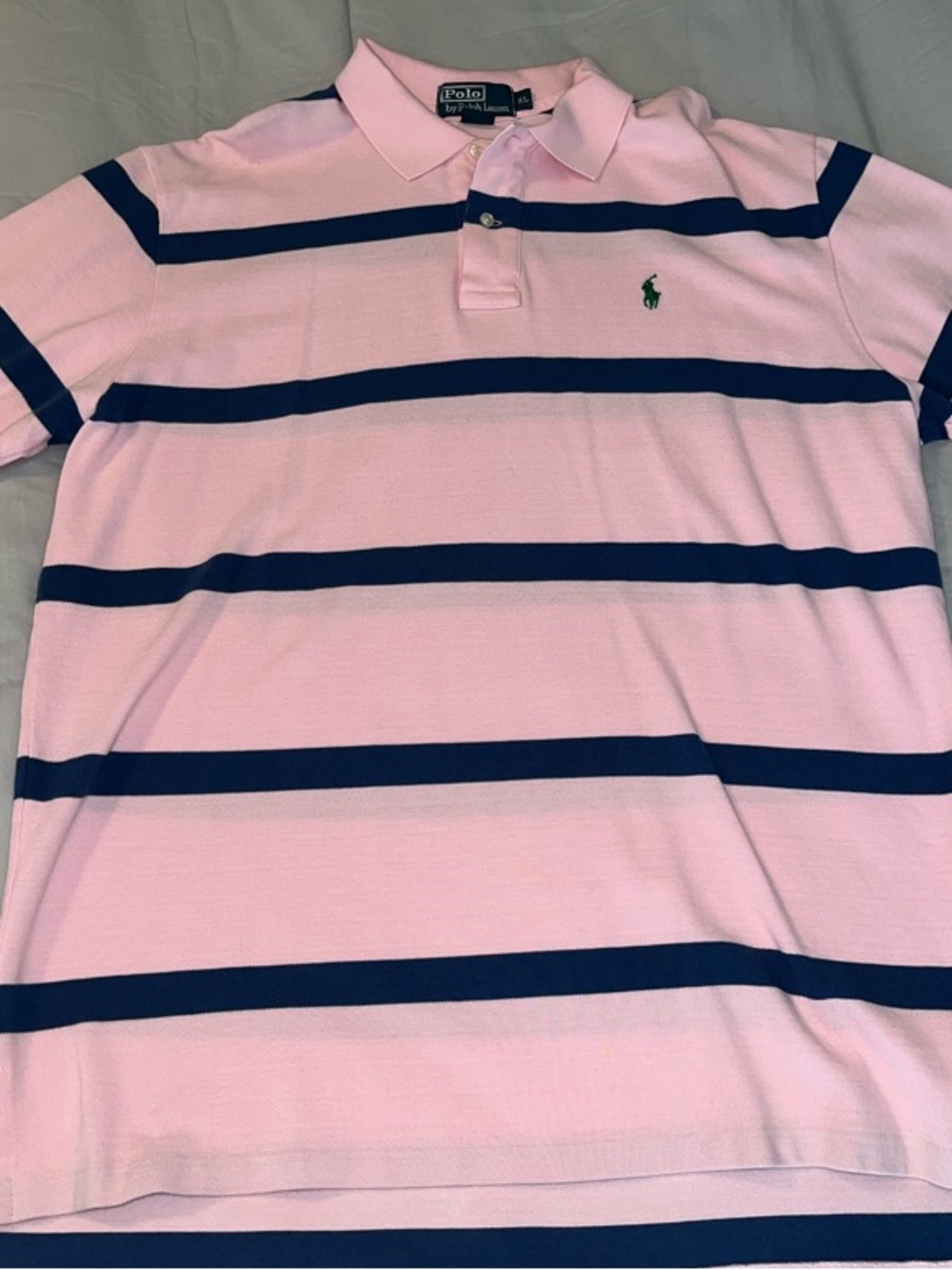 Polo by Ralph Lauren Pink with Navy Wide-Stripe Polo